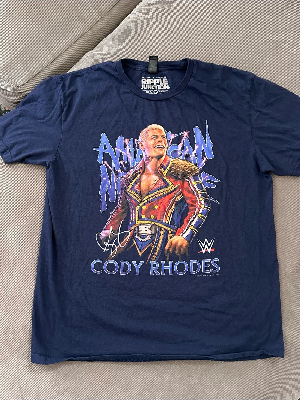 WWE Cody Rhodes The American Nightmare Navy T-Shirt Wrestling Youth Large Kids